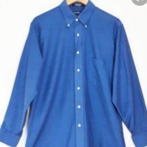 Men's Coral Blue Solid Cotton LS BD Shirt